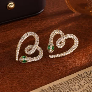 RAKOL New Zircon Wrapped Love Snake-shaped Stud Earrings Temperament Sliver Gold Color Aesthetic Jewelry Gift