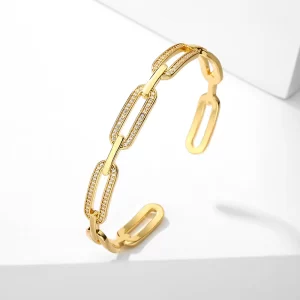 Luxury Micro Pave Zirconia Hollow Square Cuff Bracelet Bangle for Women Exquisite Birthday Jewelry Gift